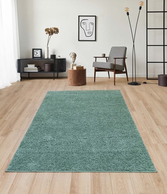 flycarpets Sida vloerkleed - Effen Hoogpolig & Wasbaar - Groen