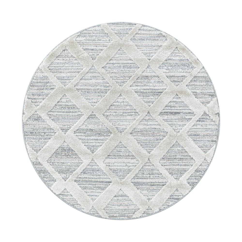 Flycarpets Sofia Modern Crème/Grijs Rond Vloerkleed
