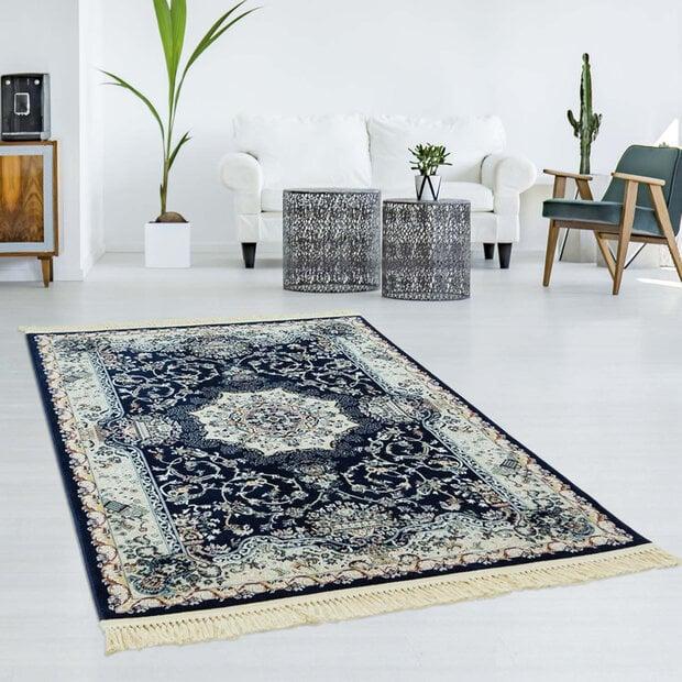 flycarpets Tachmahal Klassiek donkerblauw vloerkleed