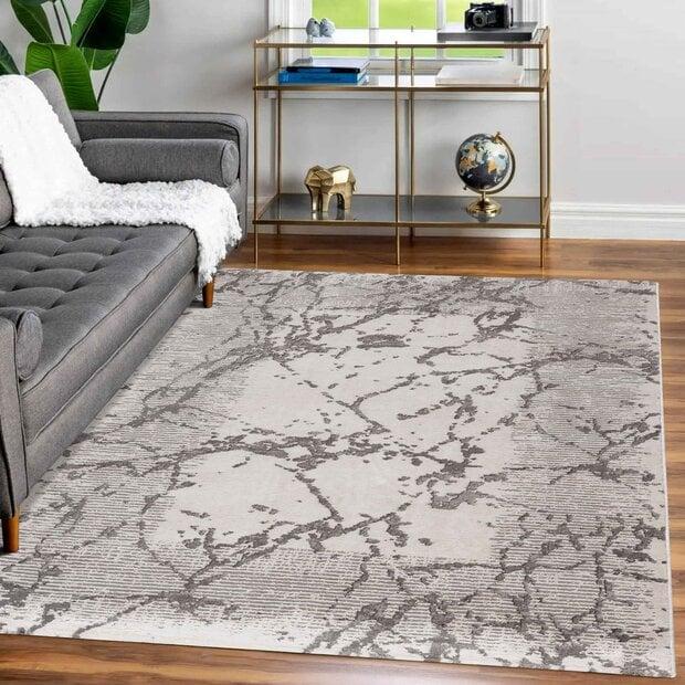 flycarpets Tamara vloerkleed - Marmer Design Modern Laagpolig - Grijs