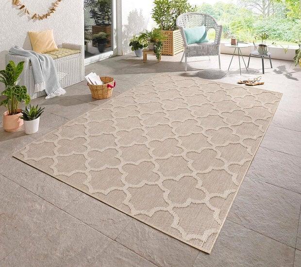 flycarpets Tenedo Indoor & Outdoor Beige vloerkleed - Barok Design
