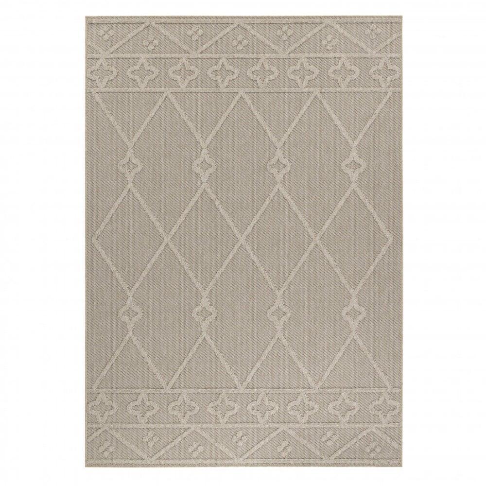 Flycarpets Tenedo Indoor & Outdoor Beige Vloerkleed - Geruit