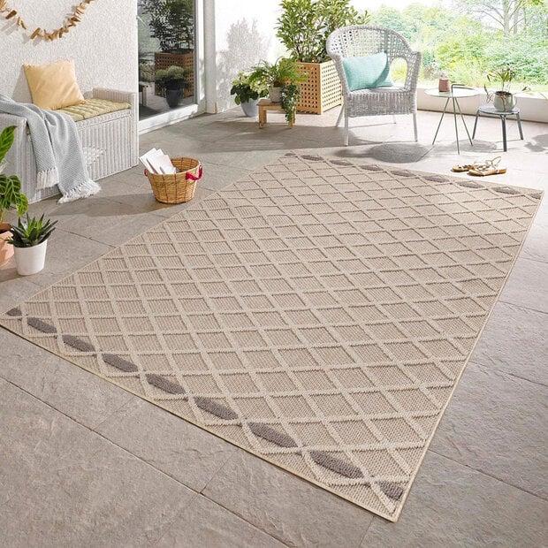 flycarpets Tenedo Indoor & Outdoor Beige vloerkleed - Geruit