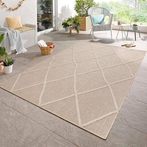 flycarpets Tenedo Indoor & Outdoor Beige vloerkleed - Geruit