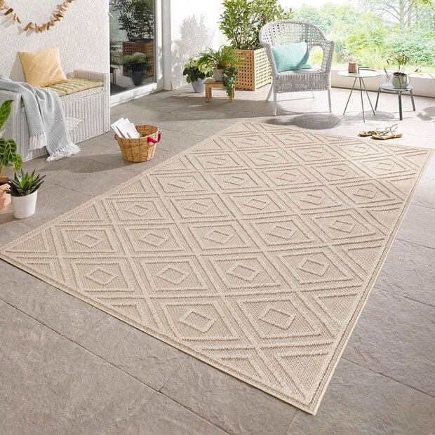 flycarpets Tenedo Indoor & Outdoor Beige vloerkleed - Geruit