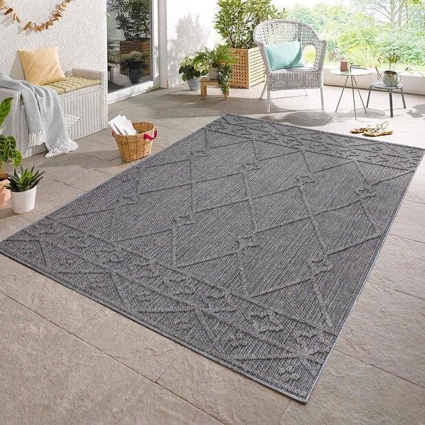 flycarpets Tenedo Indoor & Outdoor Grijs vloerkleed - Geruit