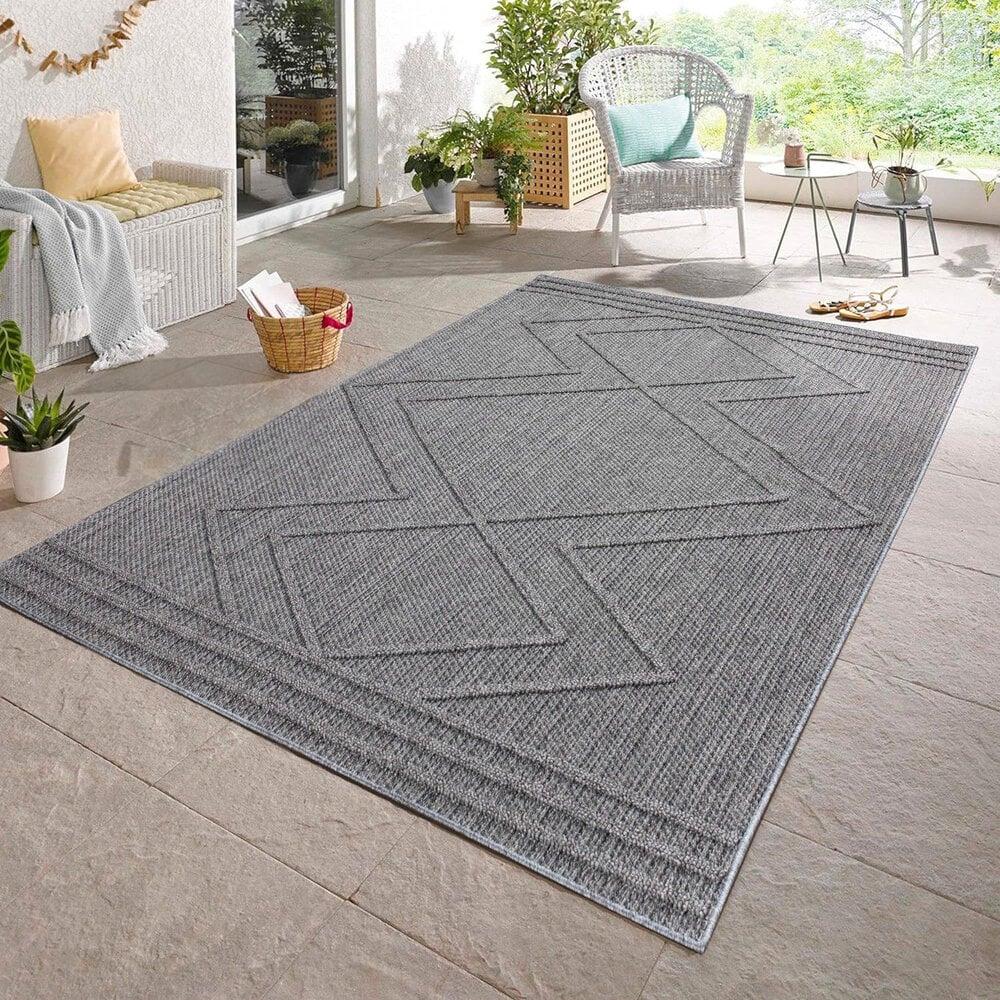 Flycarpets Tenedo Indoor & Outdoor Grijs Vloerkleed - Geruit