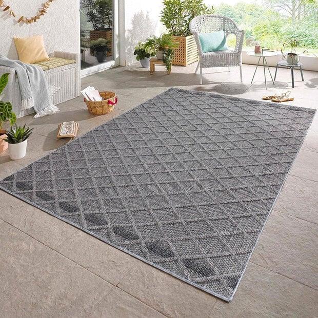 flycarpets Tenedo Indoor & Outdoor Grijs vloerkleed - Geruit