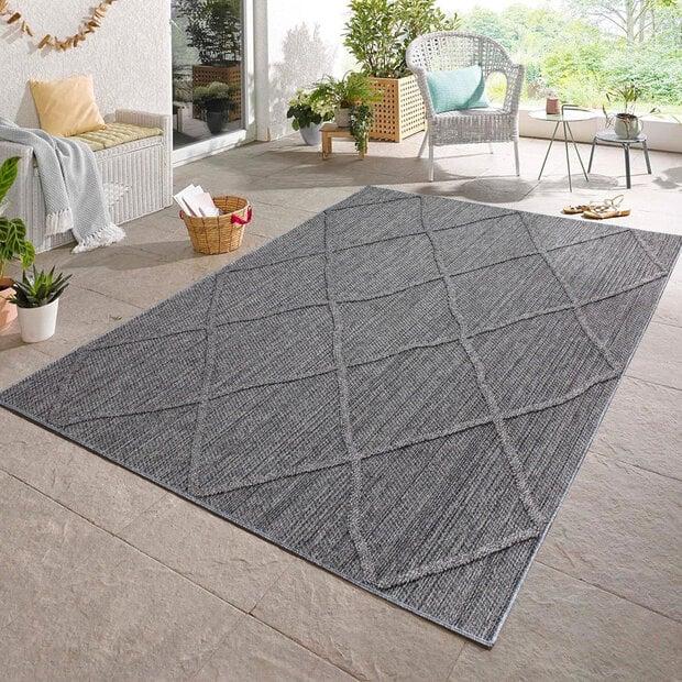 flycarpets Tenedo Indoor & Outdoor Grijs vloerkleed - Geruit