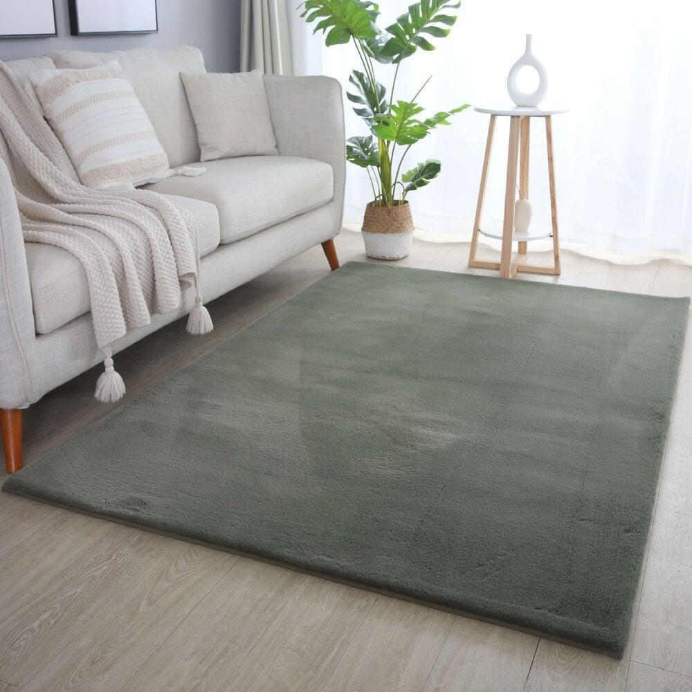 Flycarpets Teresa Hoogpolig Fluffy Groen Vloerkleed