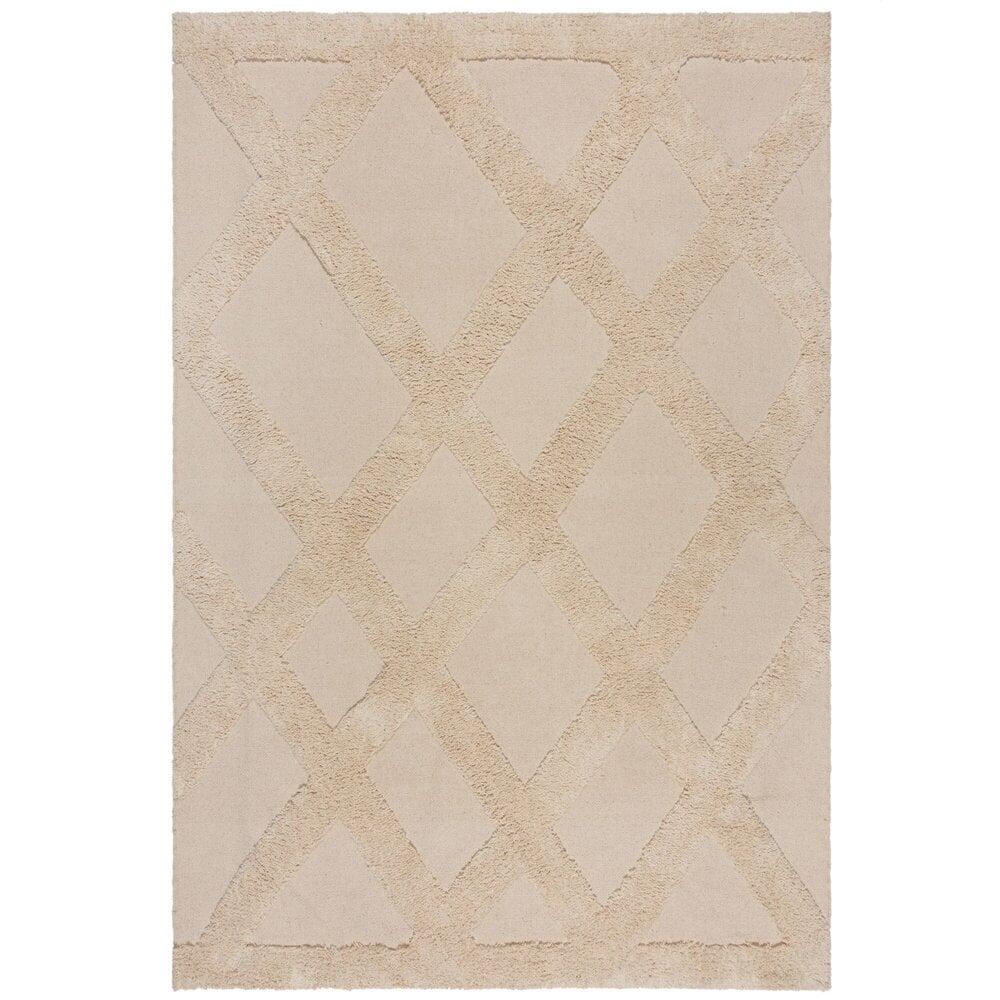 Flycarpets Tessa Diamond Vloerkleed - Geometrisch - Laagpolig - Geruit Modern - Naturel