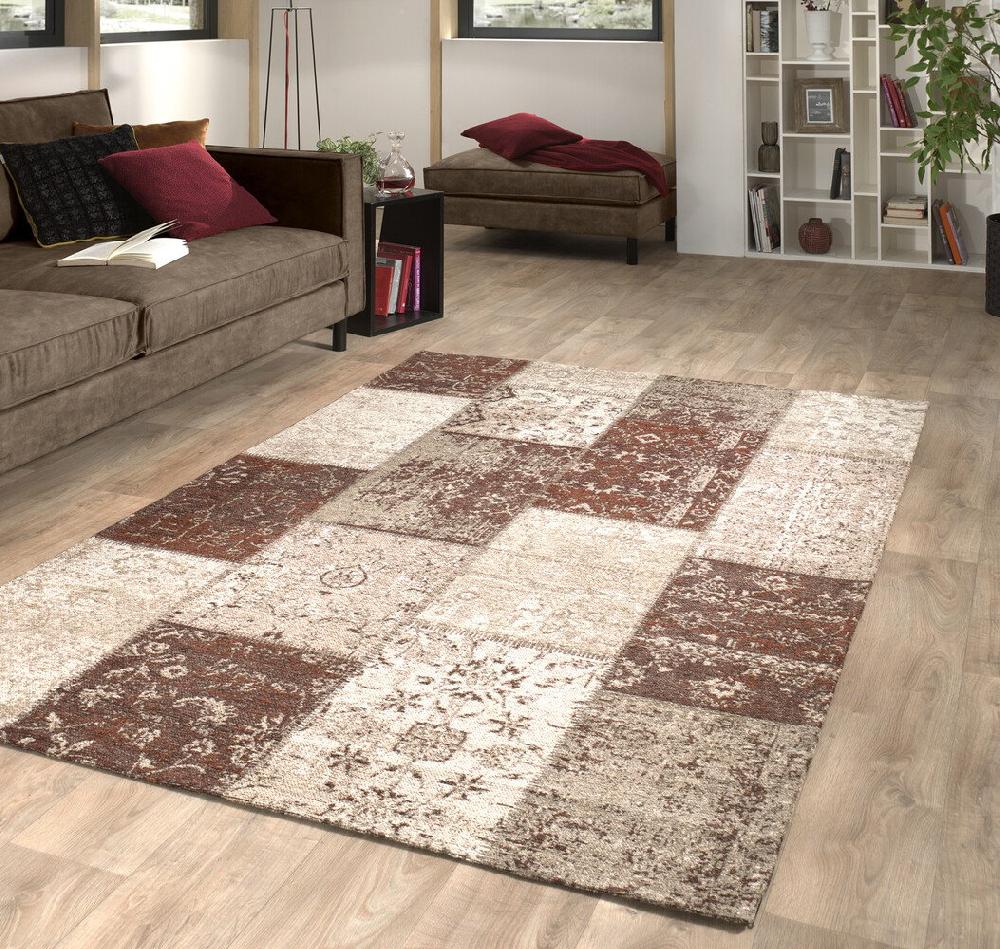 Flycarpets Van Gogh Collection Vintage Taupe / Koper Vloerkleed - Patchwork