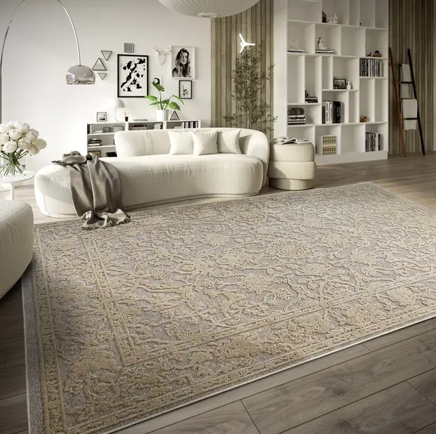 flycarpets Villeroy & Boch - Laagpolig vloerkleed - Ambroise Naturel - Grijs / Beige