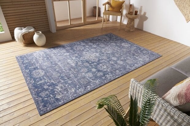 flycarpets Vintage Binnen- En Buitenkleed - Alexandria Blauw