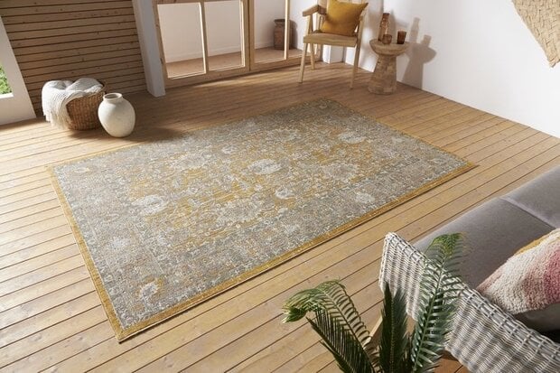 flycarpets Vintage Binnen- En Buitenkleed - Luxor Geel