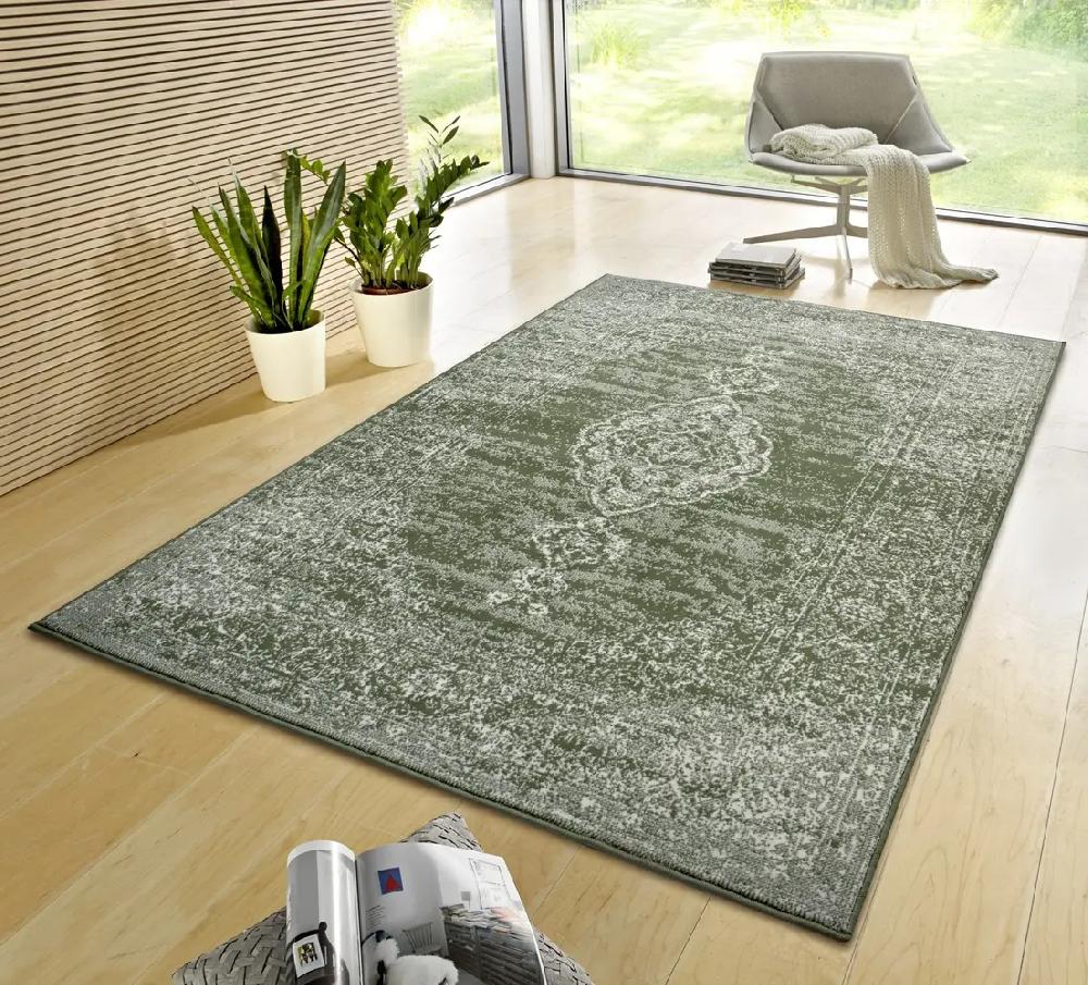 Flycarpets Vintage Laagpolig Vloerkleed - Gloria - Groen