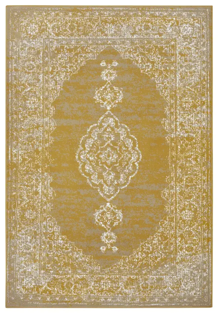 Flycarpets Vintage Laagpolig Vloerkleed - Gloria - Mosterd