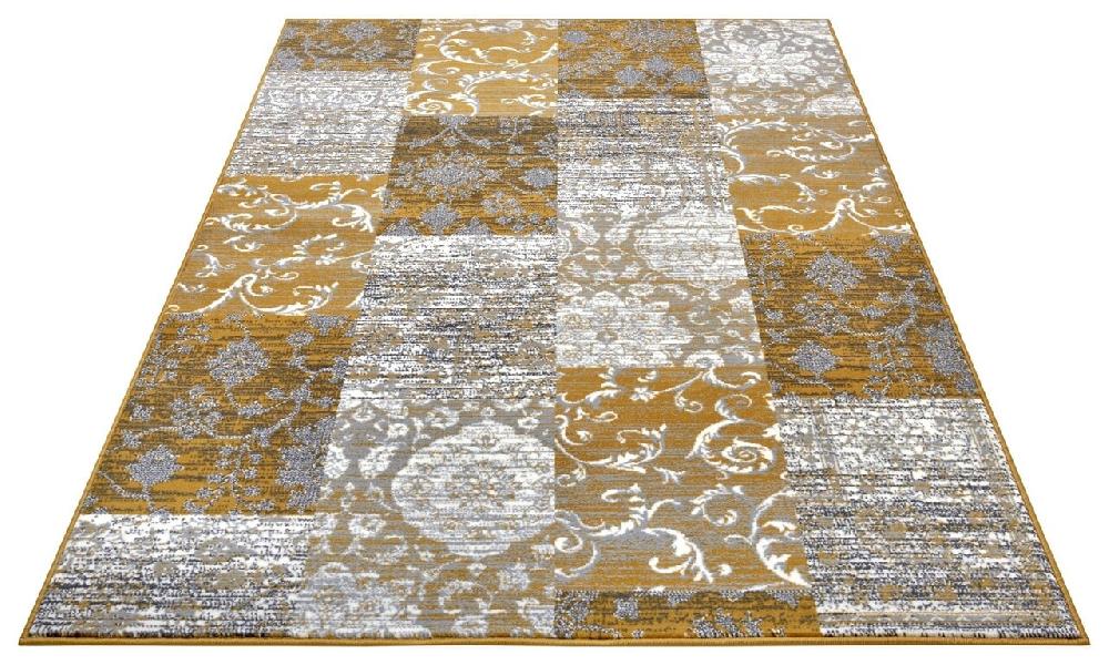 Flycarpets Vintage Patchwork Laagpolig Vloerkleed - Gloria - Mosterd