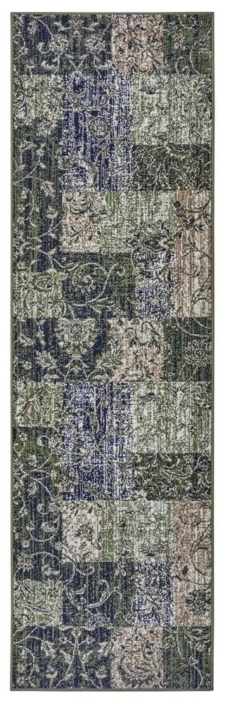 Flycarpets Vintage Patchwork Laagpolig Vloerkleed - Kirie - Groen