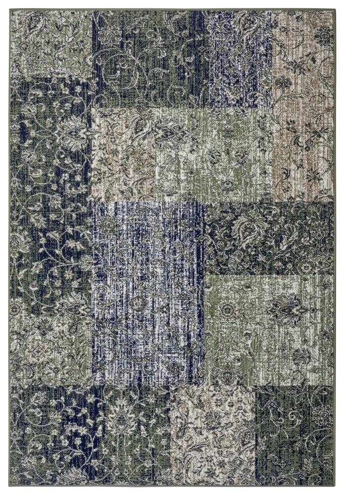 Flycarpets Vintage Patchwork Laagpolig Vloerkleed - Kirie - Groen