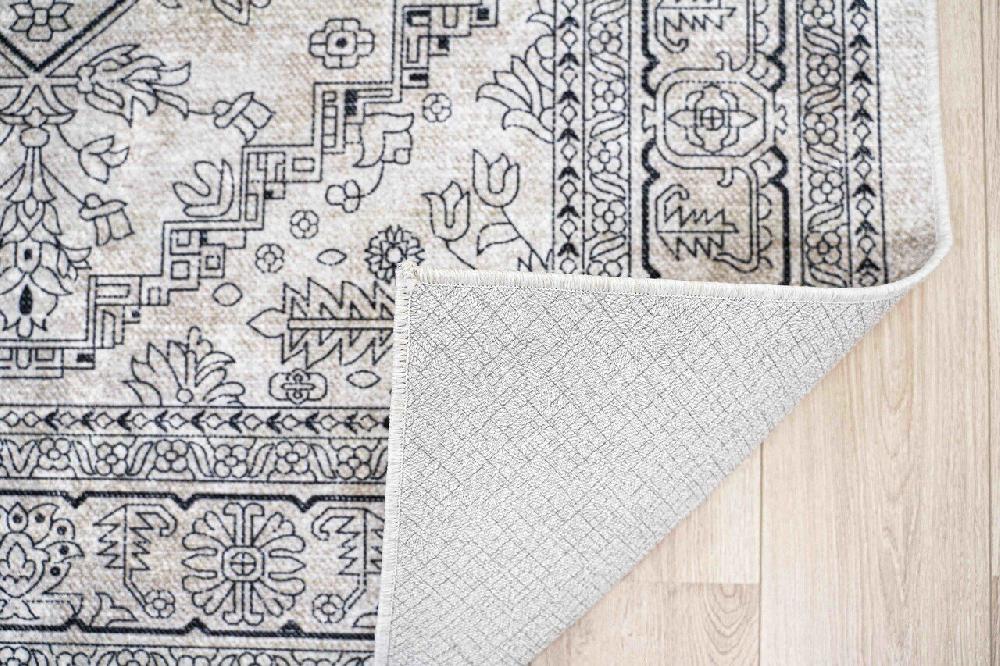 Flycarpets Vintage Vloerkleed - Ruby Wasbaar - Crème / Zwart