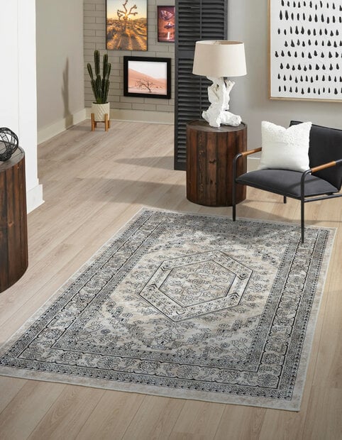 flycarpets Vintage vloerkleed - Ruby Wasbaar - Crème / Zwart