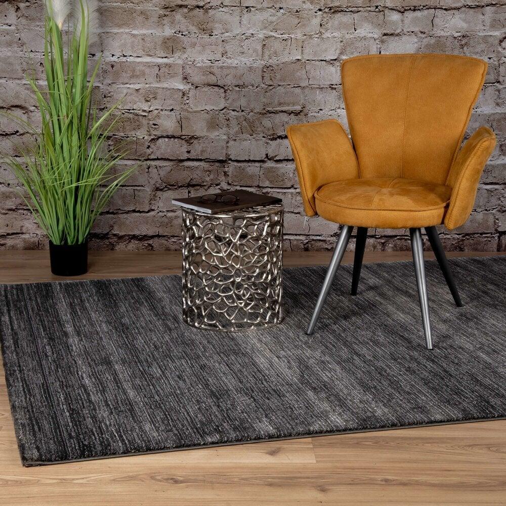 Flycarpets Vita Effen Grijs / Antraciet Vloerkleed - Gestreept