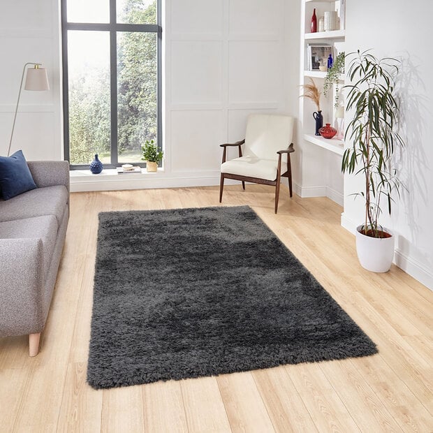 flycarpets Wenen vloerkleed - Recycled 5Cm Poolhoogte Hoogpolig Effen - Antraciet