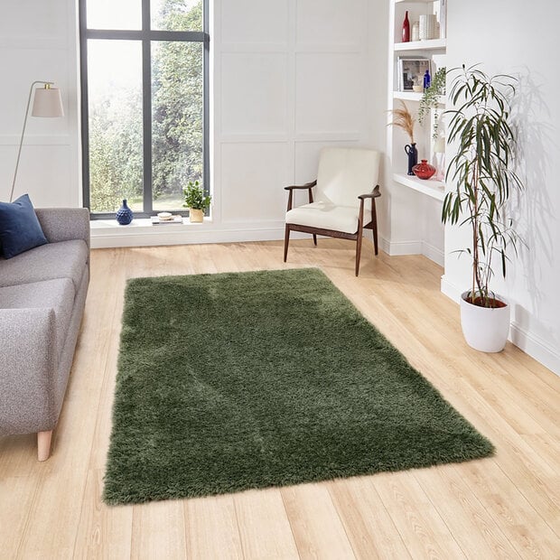 flycarpets Wenen vloerkleed - Recycled 5Cm Poolhoogte Hoogpolig Effen - Groen