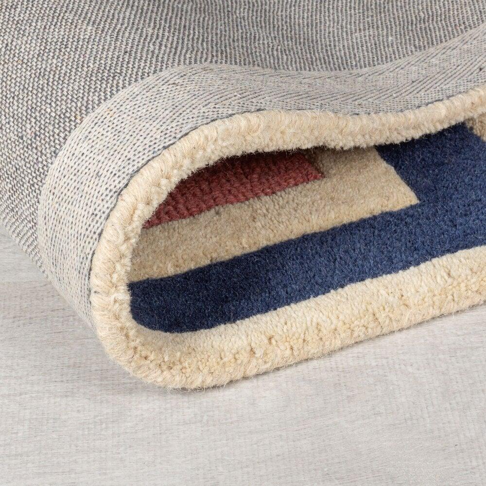 Flycarpets Wollen Vloerkleed - Retro Blocks Kleurrijk