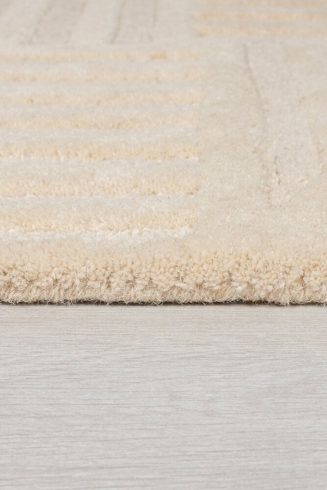 Flycarpets Zen Vloerkleed - Japandi - Laagpolig - 100% Wol Modern - Naturel / Beige