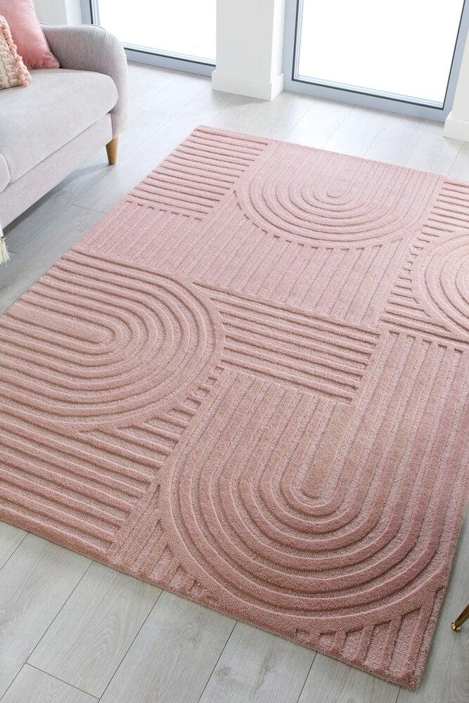 Flycarpets Zen Vloerkleed - Japandi - Laagpolig - 100% Wol Modern - Roze