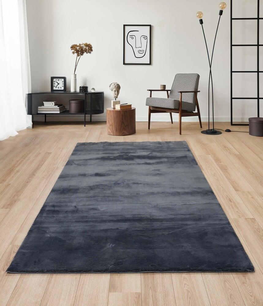 Flycarpets Zetha Vloerkleed - Effen Zacht Hoogpolig - Antraciet