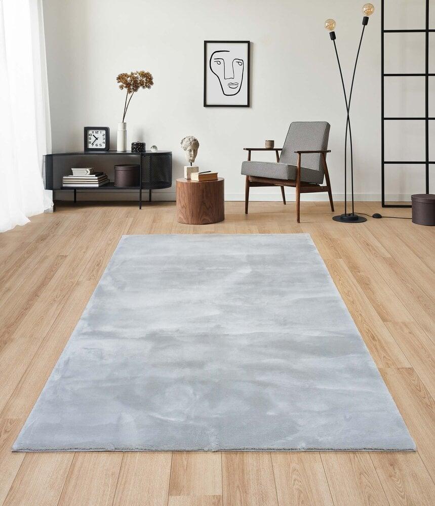 Flycarpets Zetha Vloerkleed - Effen Zacht Hoogpolig - Grijs