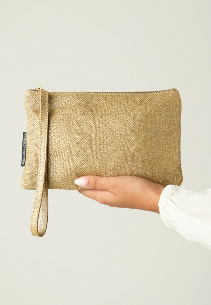 Fred De La Bretoniere Etui / Clutch Python Printed Goud