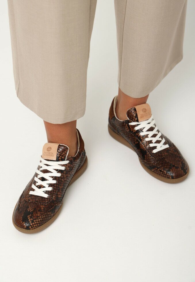 Fred De La Bretoniere Sneaker Pearl Lux Snake Donkerbruin