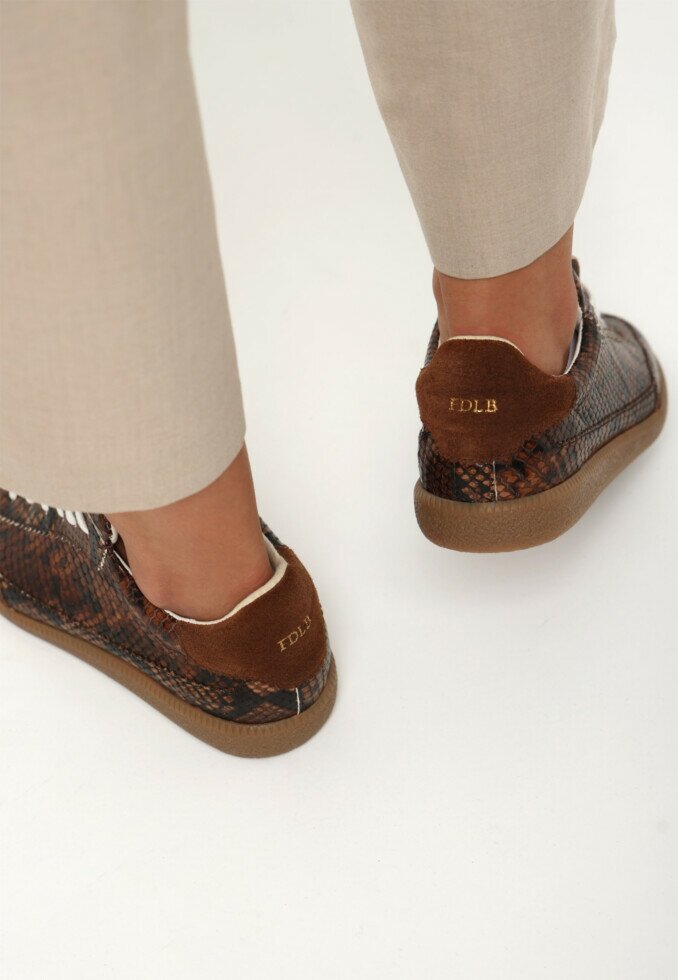 Fred De La Bretoniere Sneaker Pearl Lux Snake Donkerbruin