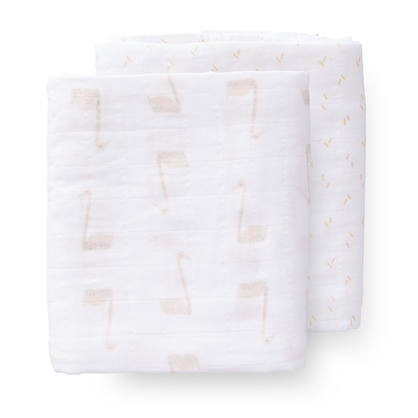 fresk Swaddle set Swan Pale Peach (2 stuks)