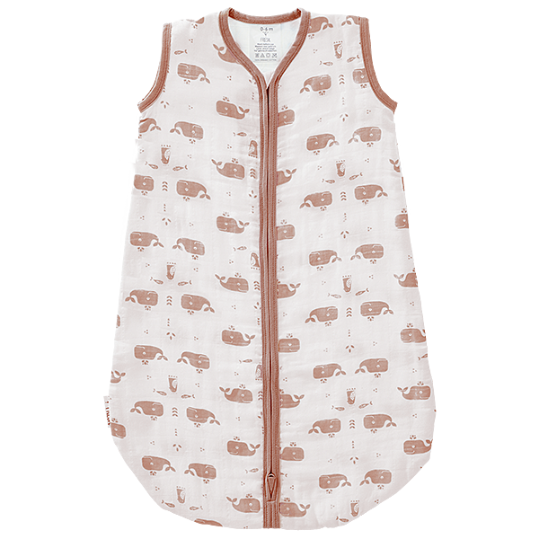 fresk Slaapzak muslin 2-laags Whale Mellow Rose Wit