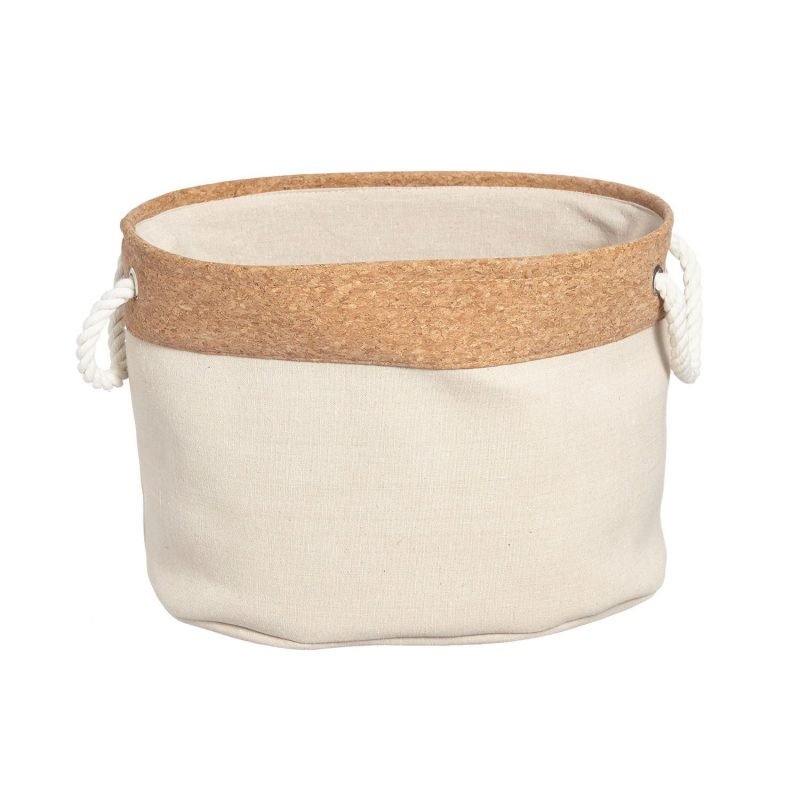 Furniteam 3-Piece Fabric Basket Set With Cork & Cotton