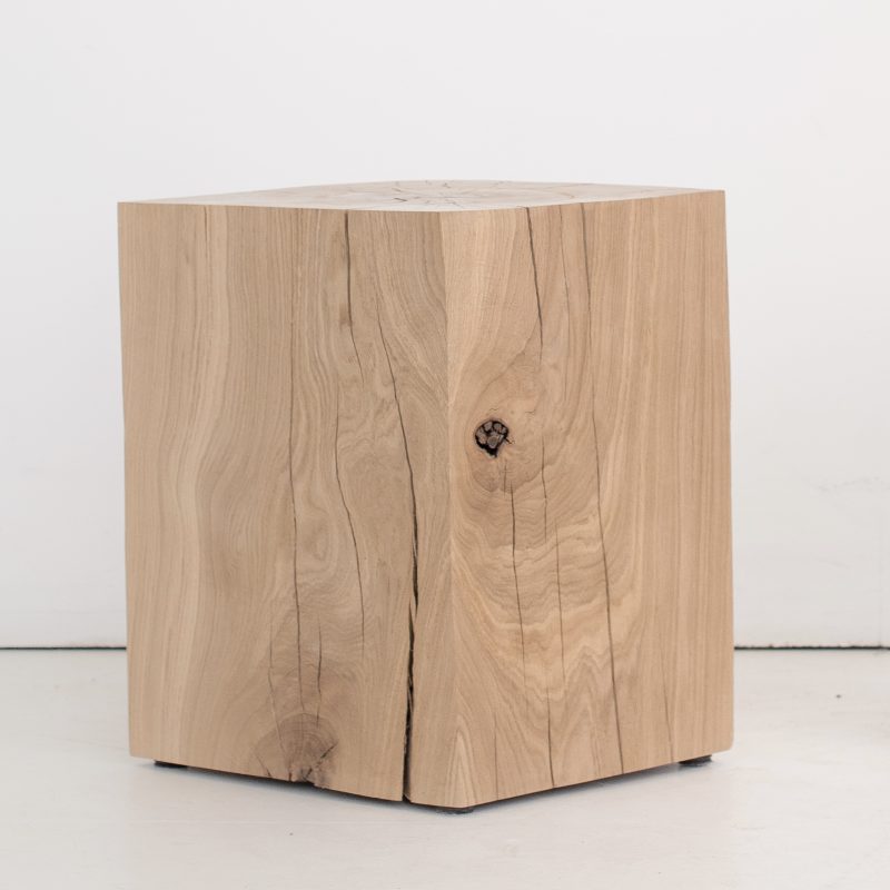 furniteam Solid Oak Block Stool Side Table Large