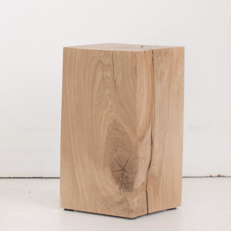 furniteam Solid Oak Block Stool Side Table Small