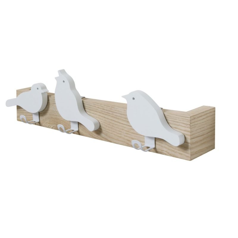 Furniteam Wall Rack (3 Birds) – Natural+white
