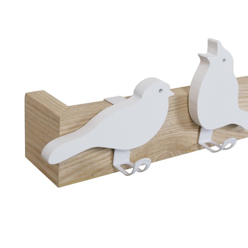 Furniteam Wall Rack (3 Birds) – Natural+white