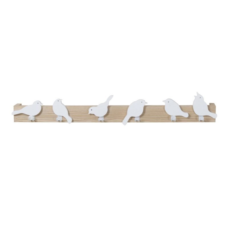 furniteam Wall rack (6 birds) – natural+white