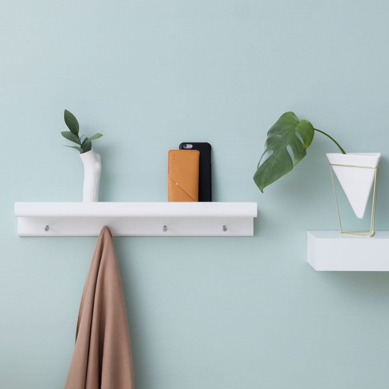 Furniteam Wall Rack White (4 Hooks) – White