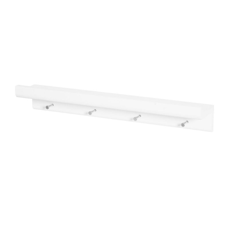 furniteam Wall rack white (4 hooks) – white