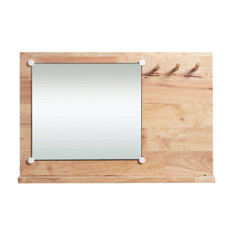 furniteam Wall Rack with Mirror and Peg Hooks