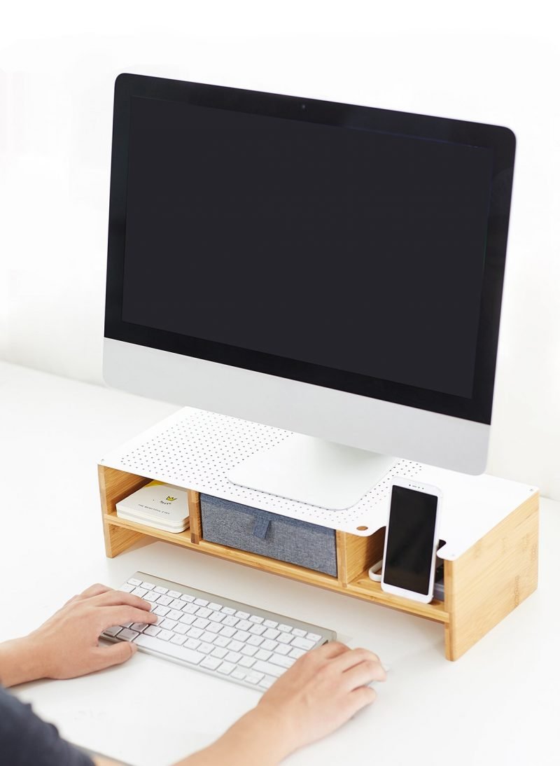 furniteam Multifunctional Desk Station-organizer with Grey Foldable Drawer L50xW20xH13 1 cm