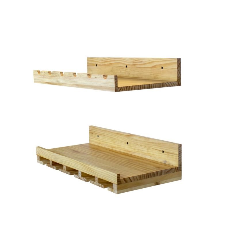 furniteam Multifunctional Wine and Glass Shelves 2 pieces Set